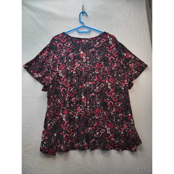 George Red And Black Peasant Top, Size 3X - Picture 4 of 6